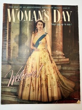 Vintage Woman’s Day Magazine Dec 21 1953 Queen Elizabeth Fashion Christmas Issue